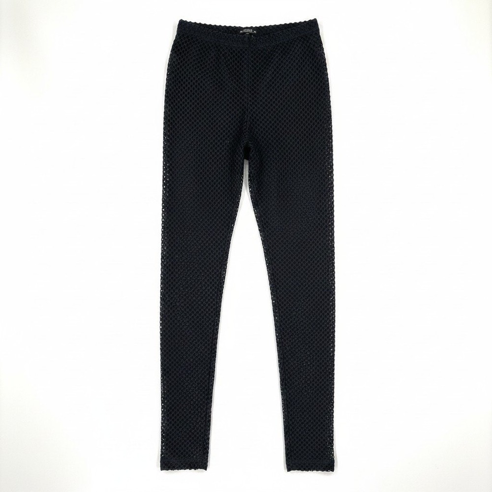 AllSaints Black Mesh Honeycomb Leggings Size 32 US 0 Small Edgy Layering Pants